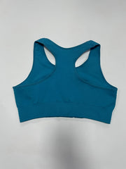 Sports Bra Women's Plus Solid Ribbed Round Neck High Stretch