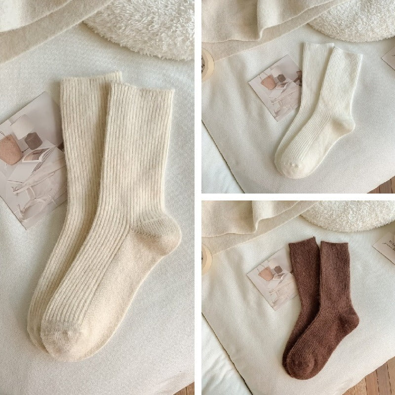 3 Pairs Women's Thick & Warm Winter Crew Socks Knit Style