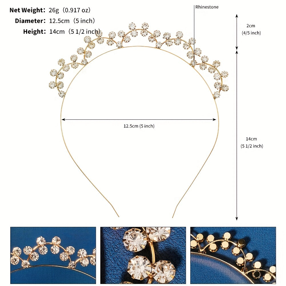 Metal Pearl Hairband Thin Headband with Rhinestones