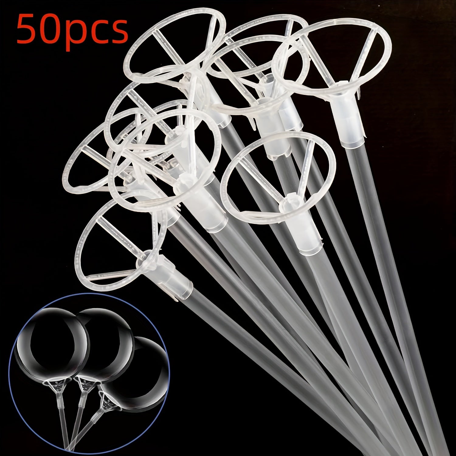 50pcs Transparent Balloon Sticks, Balloon Holder for Party DIY
