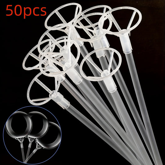 50pcs Transparent Balloon Sticks, Balloon Holder for Party DIY