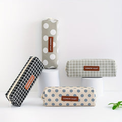 Korea Checker Pen Bag Large Capacity Stationery Storage Pencil Box