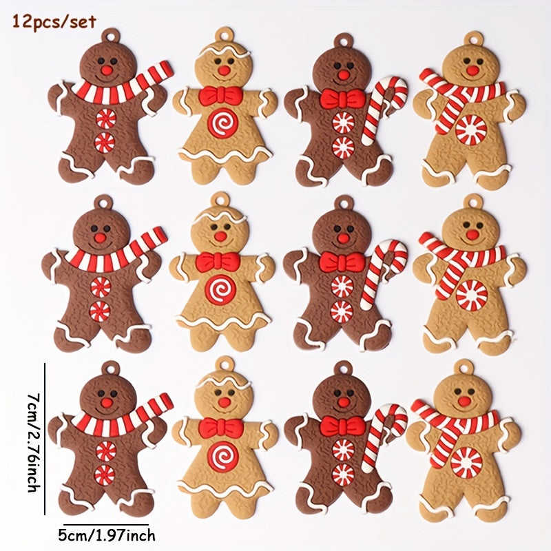 12pcs Gingerbread Man Ornaments Xmas Tree Hanging Pendant Christmas Decorations