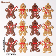 12pcs Gingerbread Man Ornaments Xmas Tree Hanging Pendant Christmas Decorations