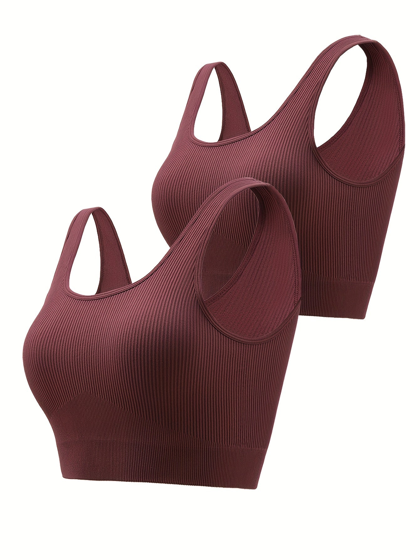 2 Pack Plus Size Sports Bra Set Seamless High Elastic Yoga Bra With Pads