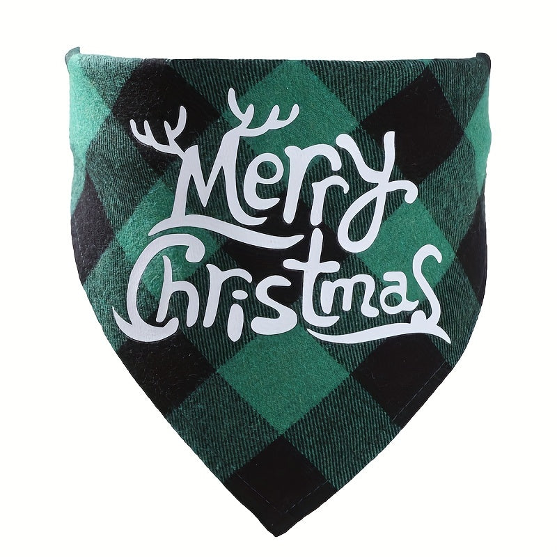 Christmas Plaid Pet Collar Dog Bandana Triangle Towel Scarf Bib