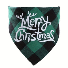 Christmas Plaid Pet Collar Dog Bandana Triangle Towel Scarf Bib