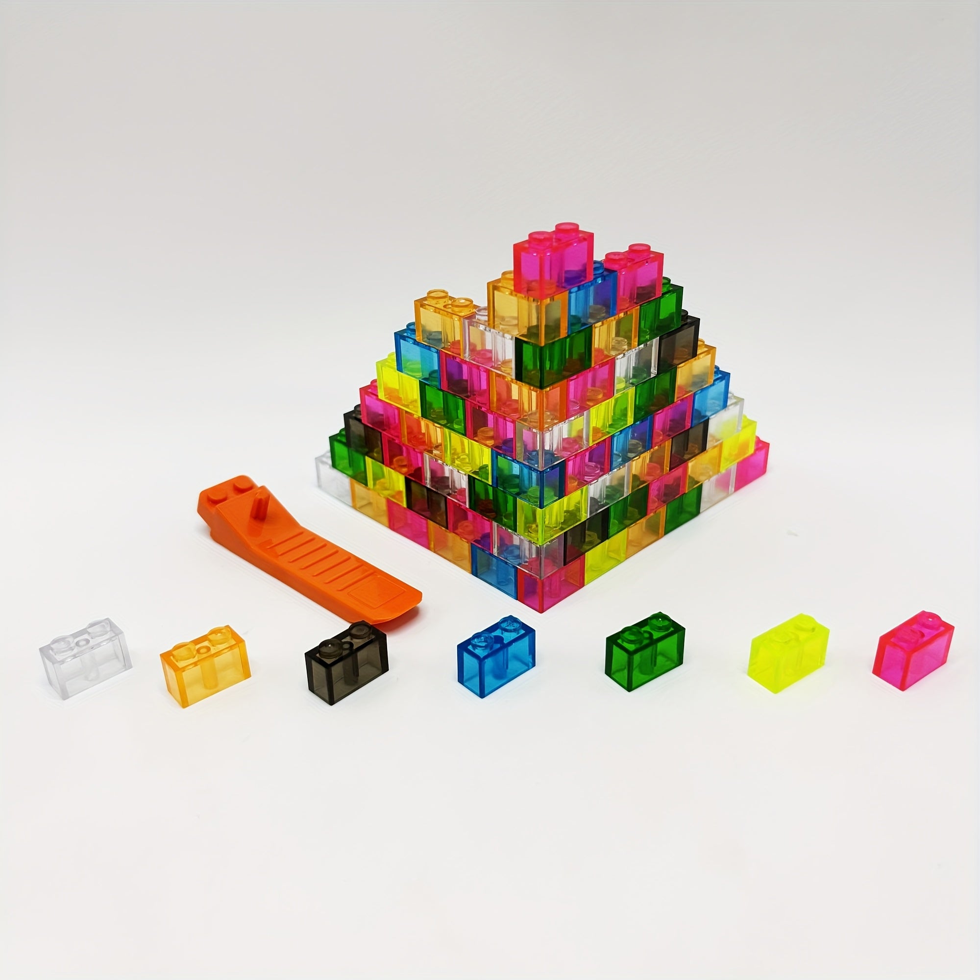 50pcs Colorful Transparent Building Blocks Compatible with 3004 High Brick 1x2 S