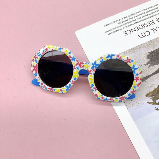Girl's Round Frame Decoration Sunglasses UV Protection