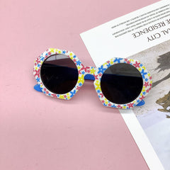 Girl's Round Frame Decoration Sunglasses UV Protection