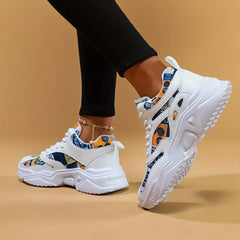 Women's Lace Up Running Shoes Thick Bottom Sneakers