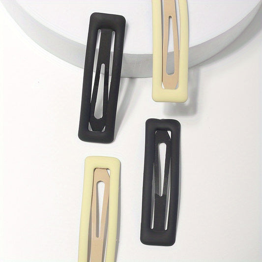 4pcs Matte Snap Clip Rectangle Shaped Hair Clip for Women Girls