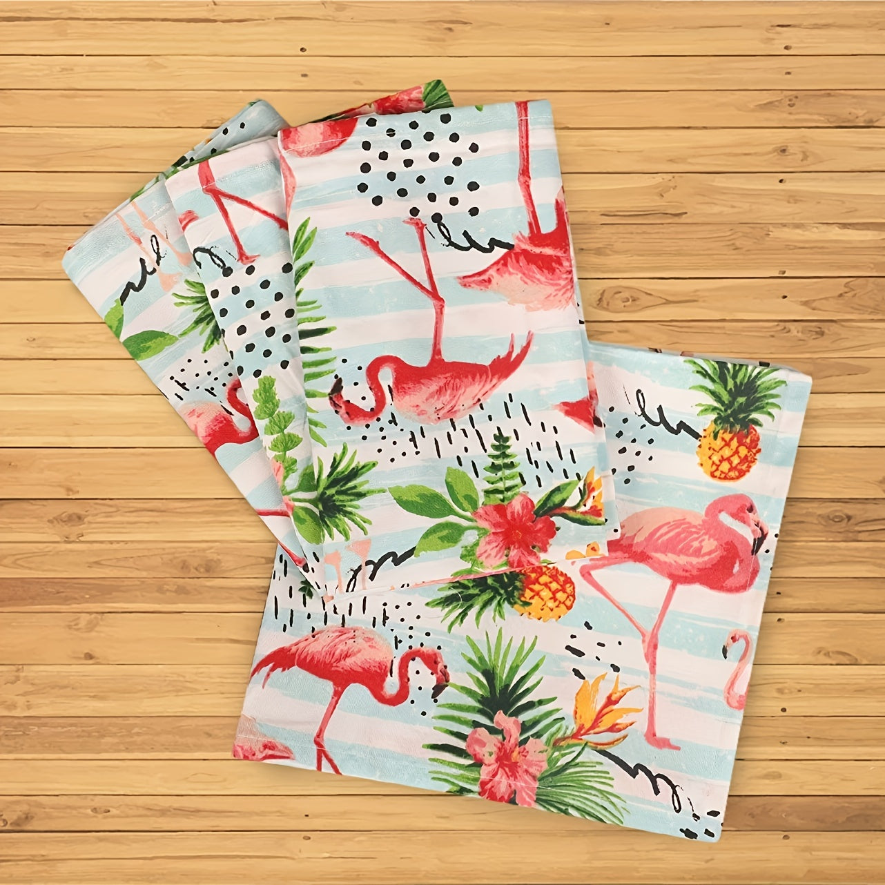 Summer Flamingo Table Runner Tropical Flower Leaves Wreath
