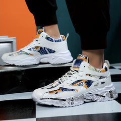Men's Letter Graphic Chunky Sneakers Lace-Up Comfortable Shoes
