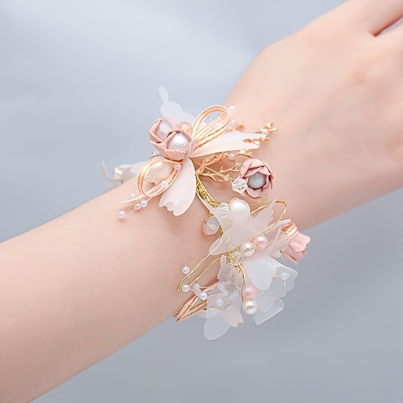 Wedding Wrist Corsage Bridesmaid Hand Flowers Bracelet