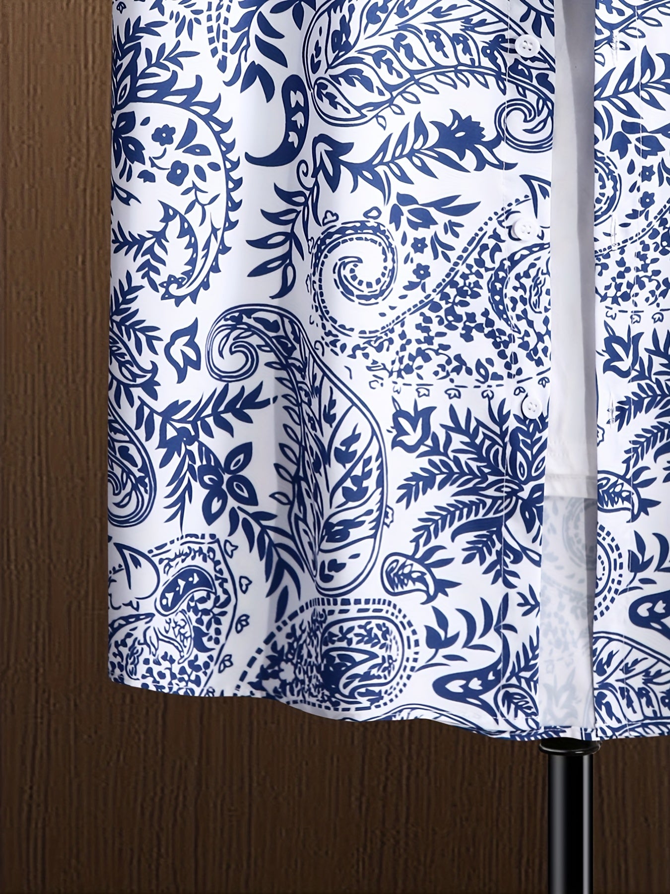 Men's Paisley Camp Collar Bowling Shirt Short Sleeve