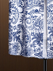 Men's Paisley Camp Collar Bowling Shirt Short Sleeve