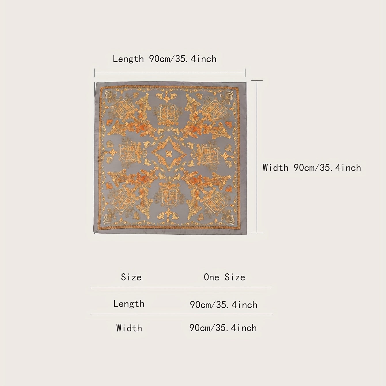 Vintage Court Pattern Bandana Large Square Scarf