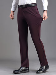 Men's Solid Stretch Dress Pants for Business