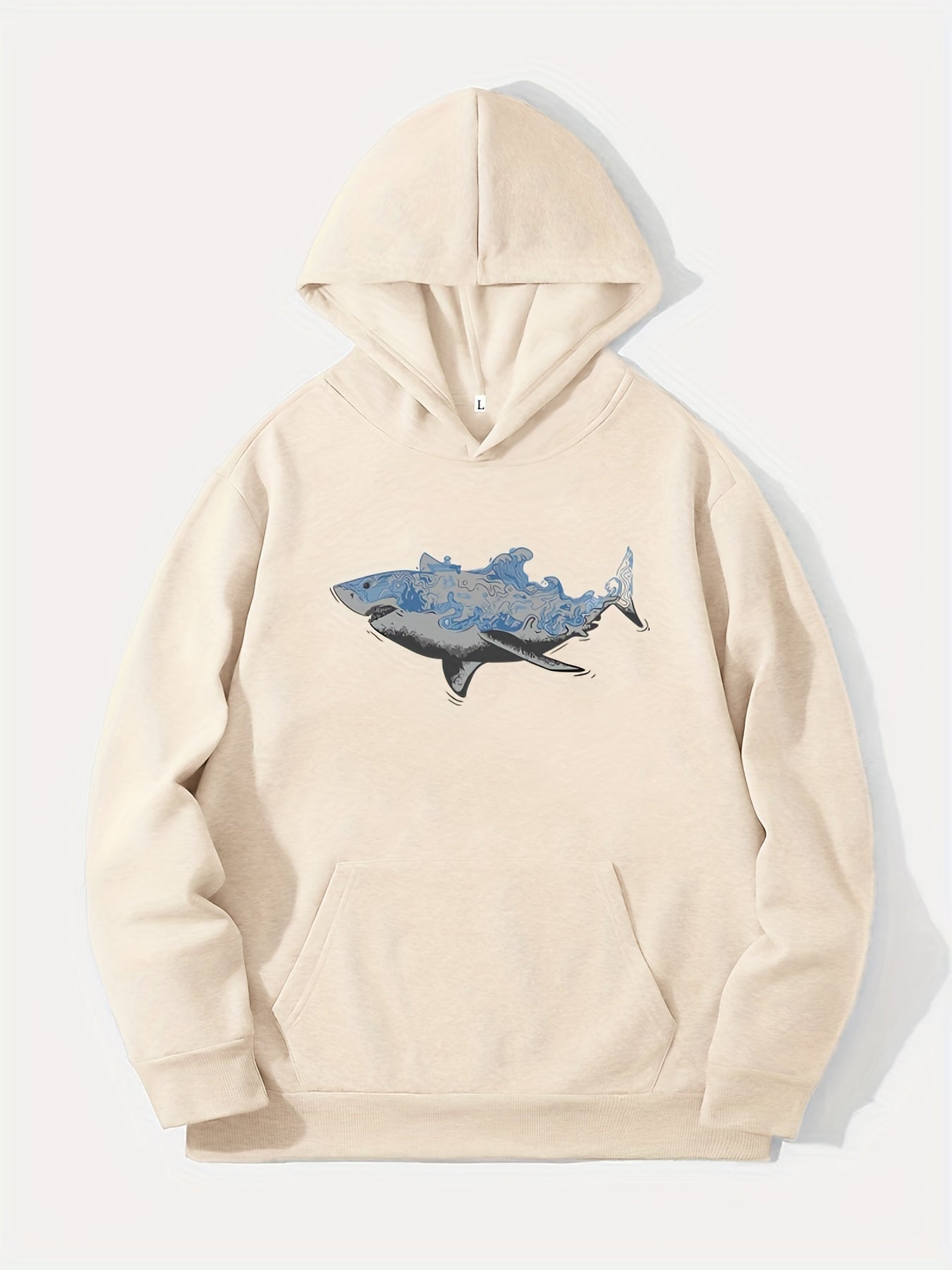 Shark Print Hoodie for Men Casual Graphic Pullover Sweatshirt