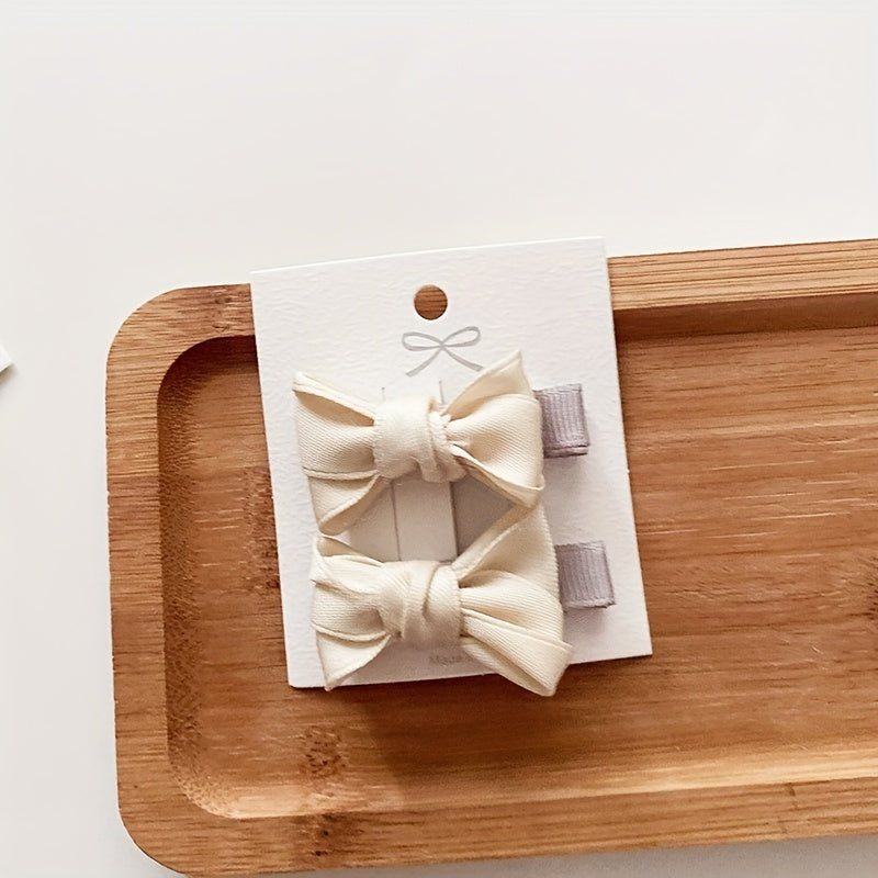 2pcs Fabric Bow Hair Clips for Baby Girls
