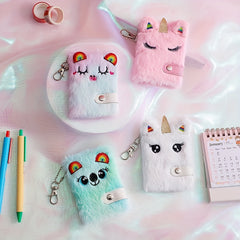 Unicorn Plush Mini Notebook 6 X 10 Pink