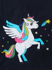 Girls' Unicorn Print Long Sleeve T Shirt Dress for Party Lounge