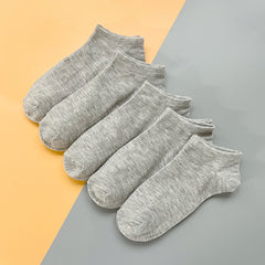 5 Pairs Low Cut Ankle Solid Socks Women's Stockings