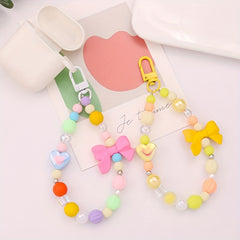 Colorful Bowknot Pendant Key Chain Heart Beaded Charm
