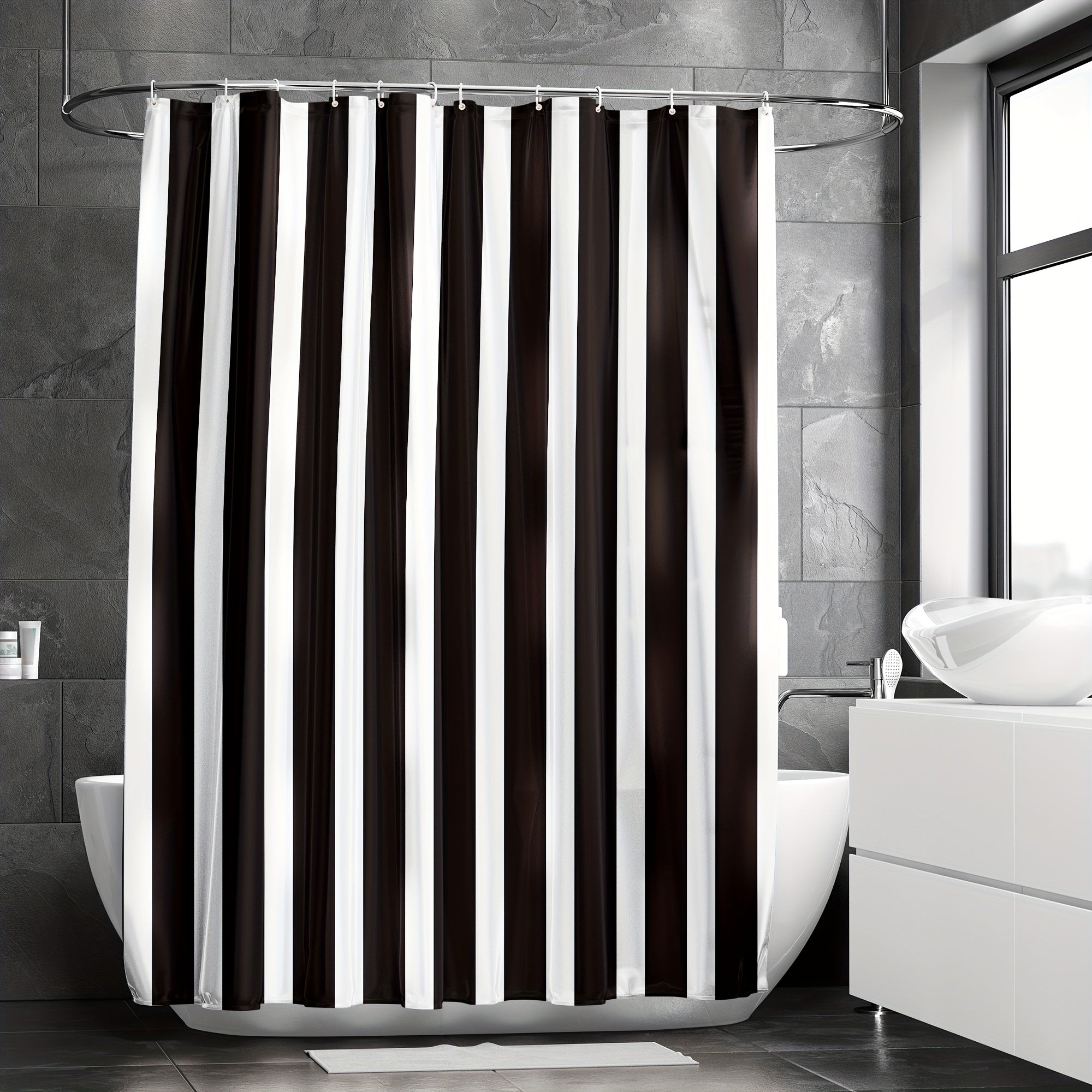Waterproof Shower Curtain with 12 Hooks 72x72in