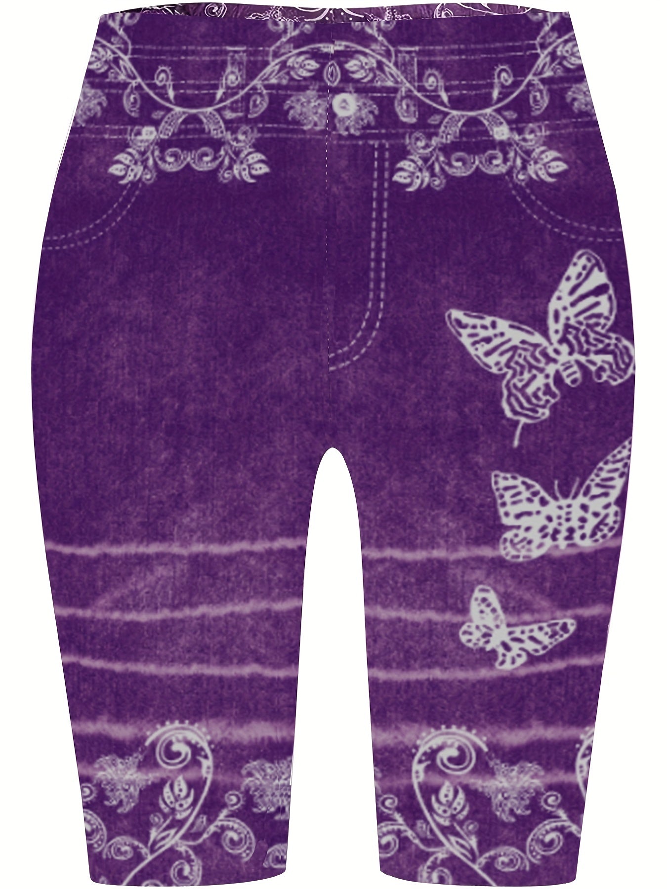 Butterfly Print High Waist Biker Shorts