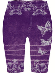 Butterfly Print High Waist Biker Shorts