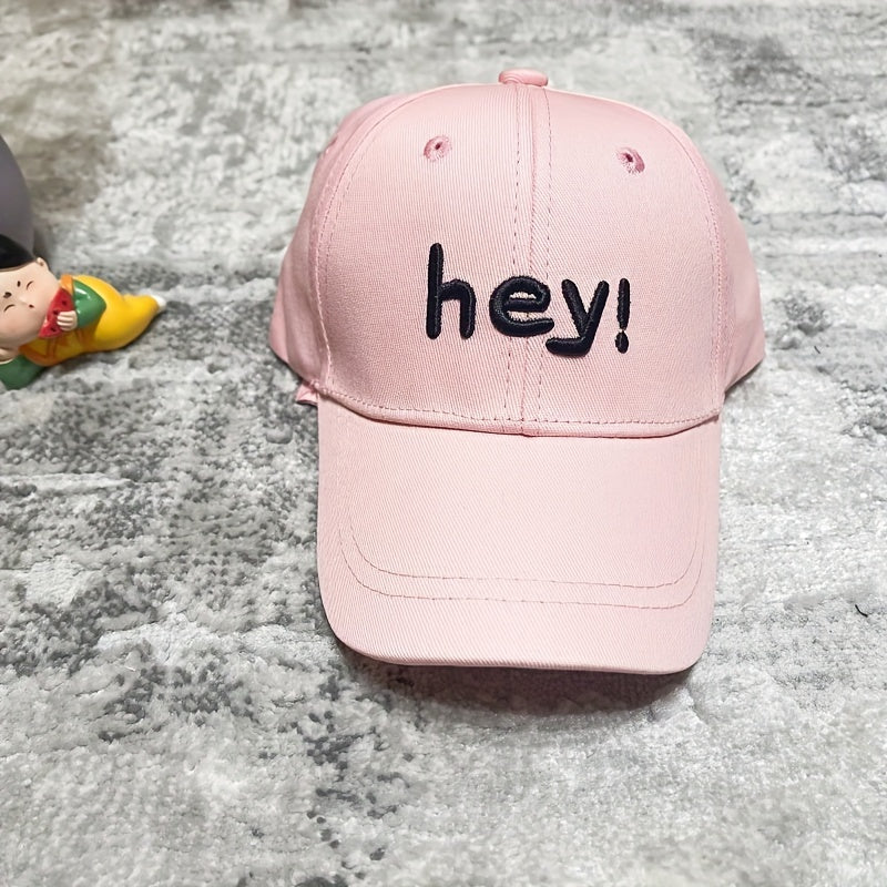Casual Baseball Cap With Hey Embroidery Sun Protection