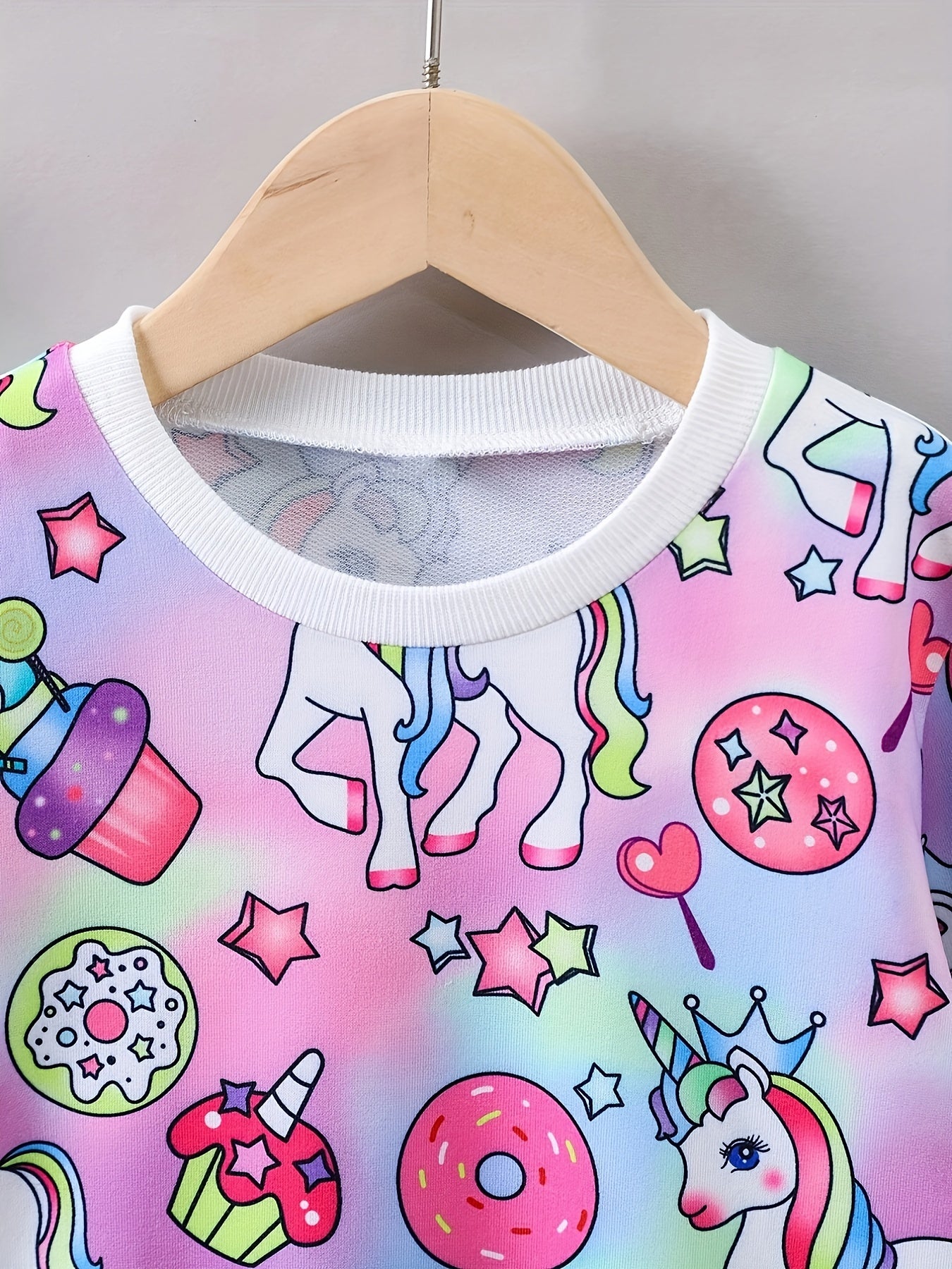 Girl's Unicorn Graphic Crew Neck Sweatshirt Top Long Sleeve Pullovers