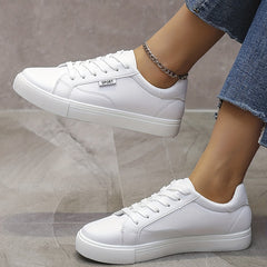 Women's Solid Flat Sneakers Lace up Low Minimalist Casual Shoes