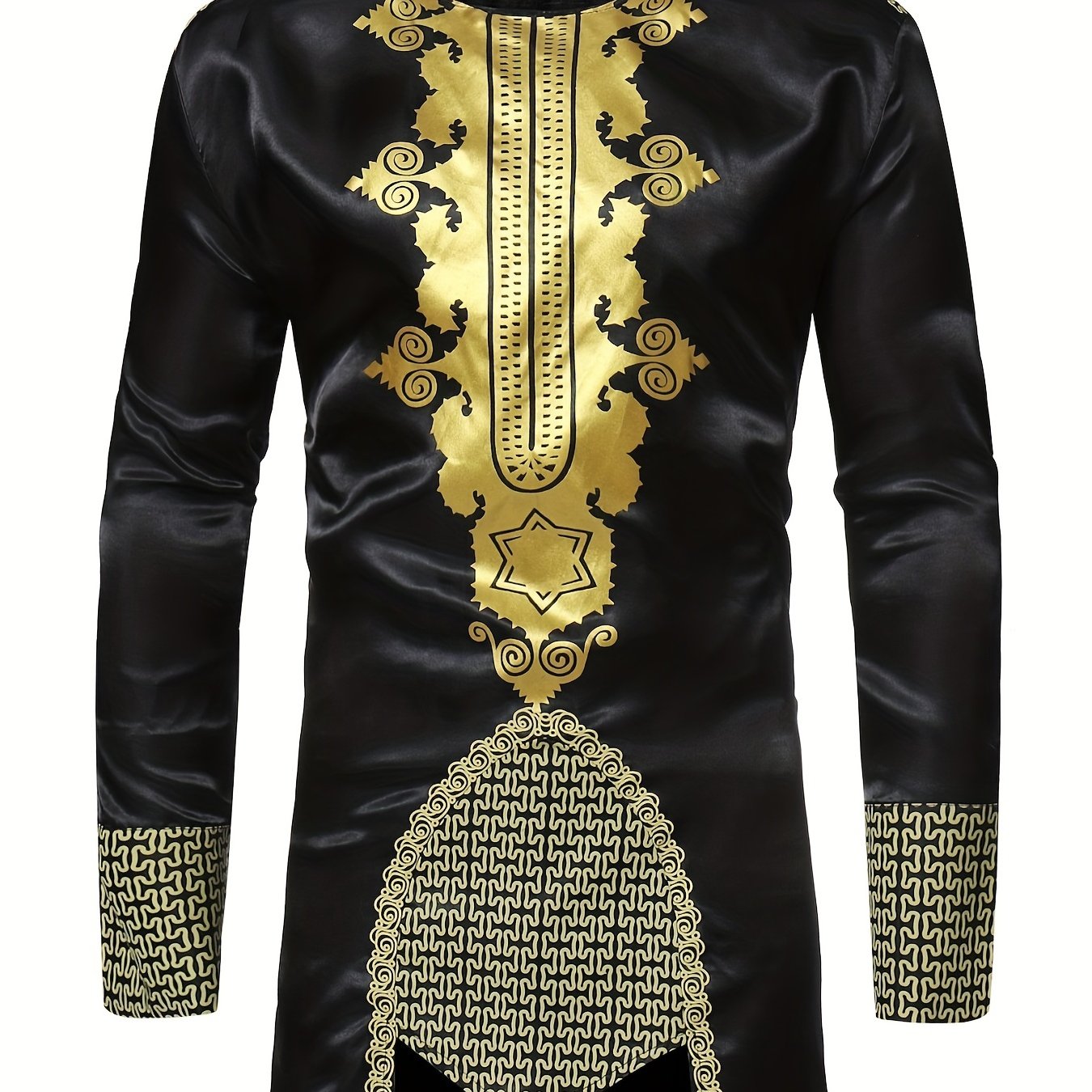 Men's African Dashiki Shirt Long Sleeve Crew Neck Print