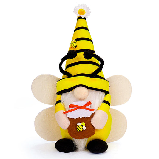 Sunflower Bee Gnome Plush Stuffed Animal for Spring Decor