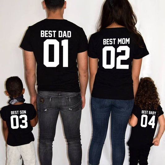 Family Matching T shirts DAD&MOM&SON&DAUGHTER Number And Letter Print