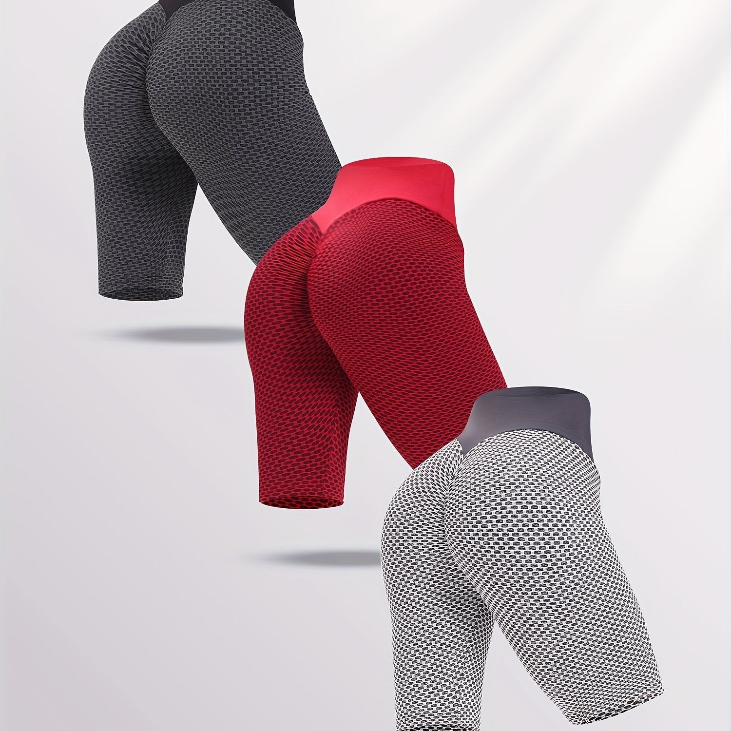 Bubble Jacquard Shorts High Waist Butt Lifting Yoga Shorts