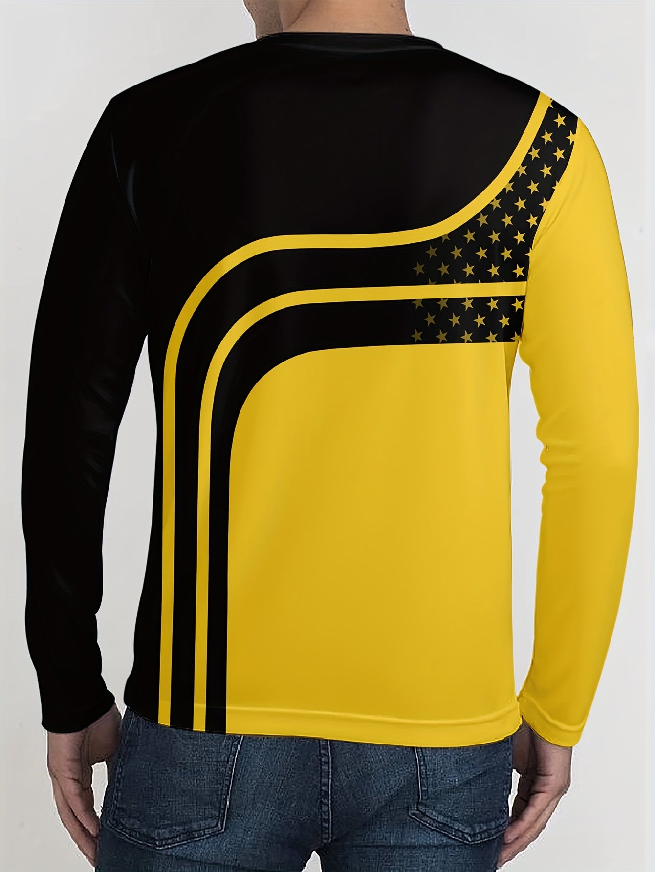 Men's Block Long Sleeve T shirt Casual Tees For Summer