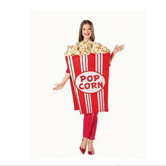 Adult Popcorn Costume Vest Red & Stripes with Bold POPCORN Print