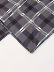 Plaid Lounge Set Short Sleeve Top & Pants Women's Loungewear