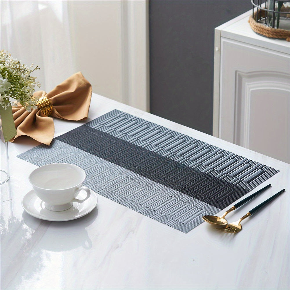 PVC Striped Woven Placemats - Reusable Table Mats - Heat Insulation Pads