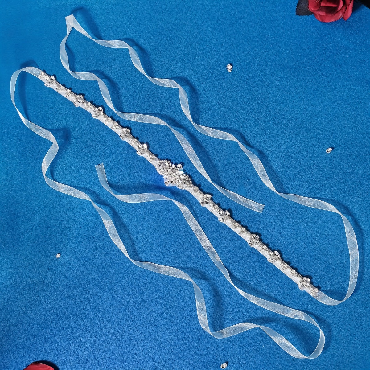 Rhinestone Bridal Belt Waist Chain Sash Faux Pearl Beaded Belt