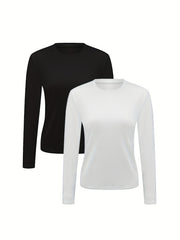 2pcs Warm Long Sleeve Pullover Yoga Top Women's Activewear