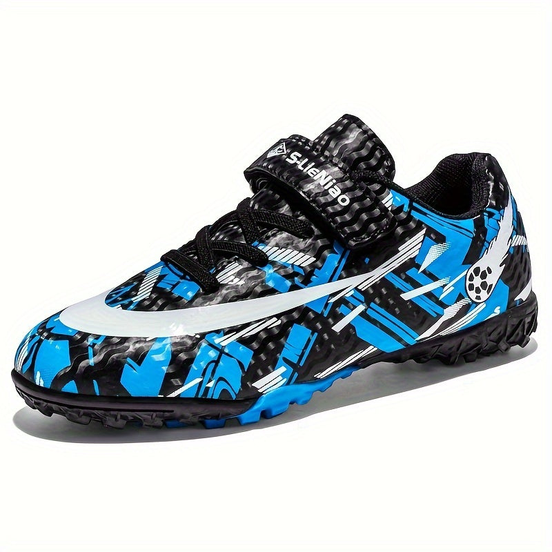 Boy's Turf Football Boots Hook & Loop Fastener TF Soccer Cleats
