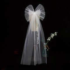 Bow Head Veil With Comb & Pearl Bridal Wedding Hair Accessories
