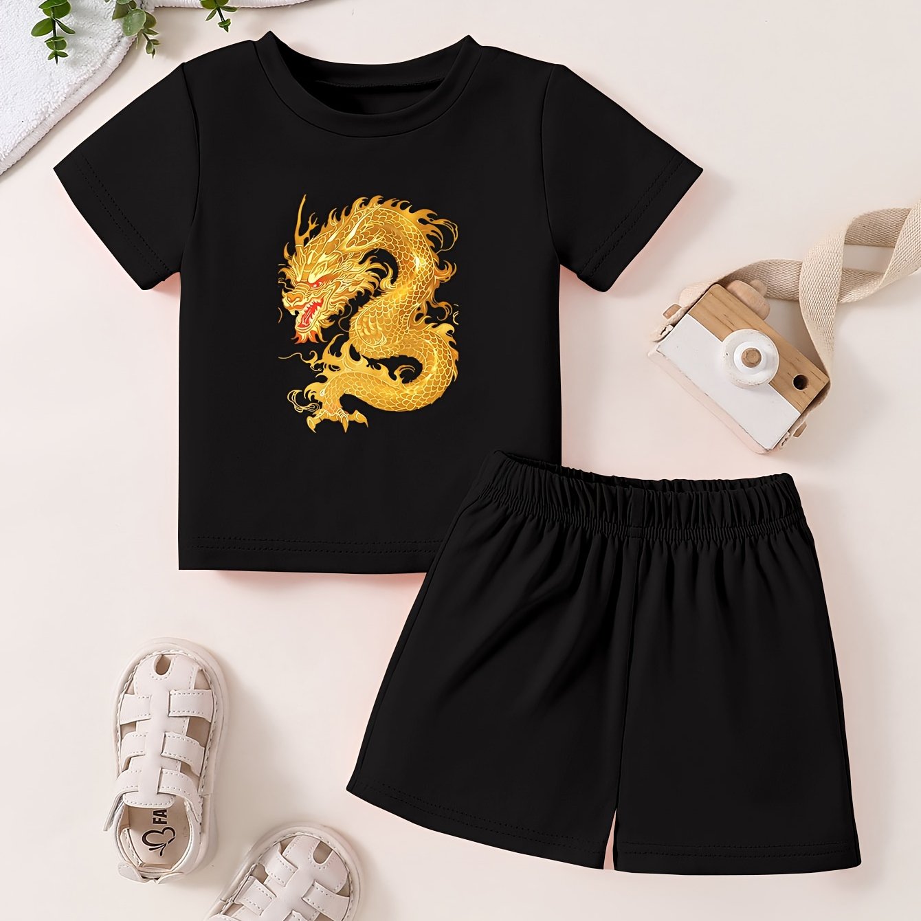 Dragon Pattern Toddler Kid 2pcs Summer Clothing Set