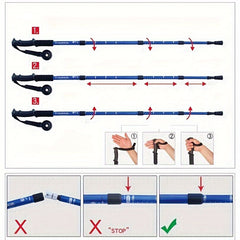 Aluminum Hiking Stick Folding Pole for Camping Mountaineering