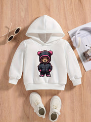 Bear Hoodie Print Baby Boys Casual Pullover Hooded Sweatshirt